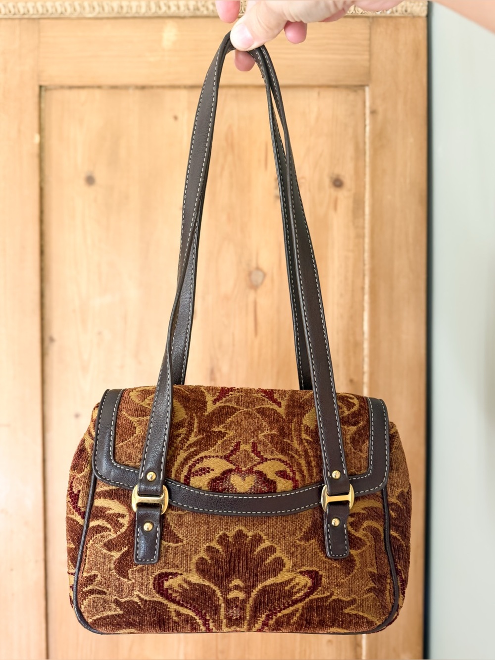 Etienne Aigner Tapestry Shoulder Bag European Old World Floral